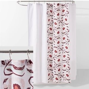 Room Essentials Target Folk Floral Print Shower Curtain White Pink Burgundy